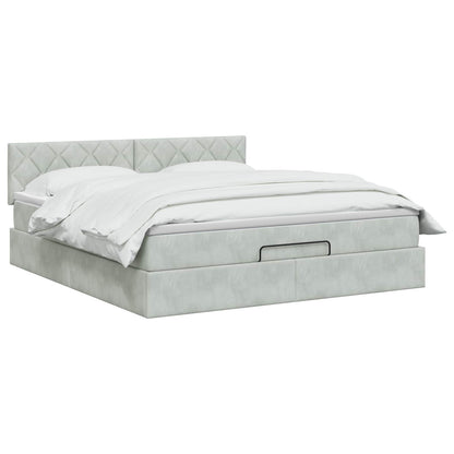 Ottoman bed met matras Lichtgrijs 180 x 200 cm Fluweel