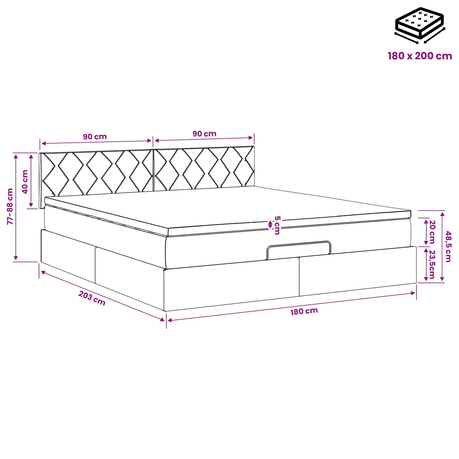 Ottoman bed met matras Donkergroen 180 x 200 cm Fluweel