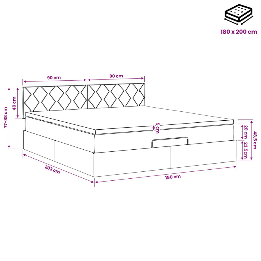 Ottoman bed met matras Donkergroen 180 x 200 cm Fluweel