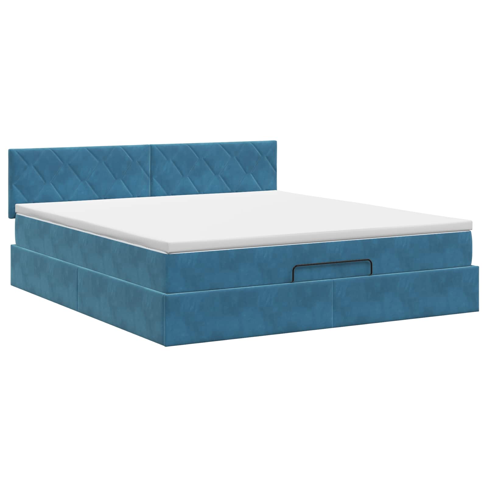 Ottoman bed met matras Donkerblauw 180 x 200 cm Fluweel