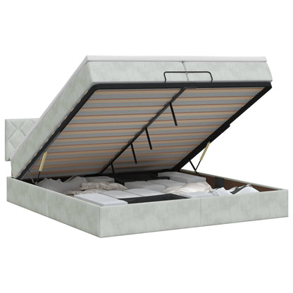 Ottoman bed met matras Lichtgrijs 200 x 200 cm Fluweel
