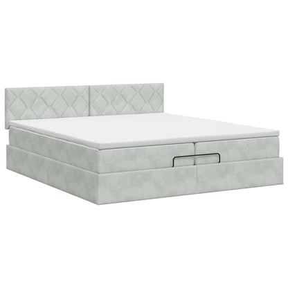 Ottoman bed met matras Lichtgrijs 200 x 200 cm Fluweel