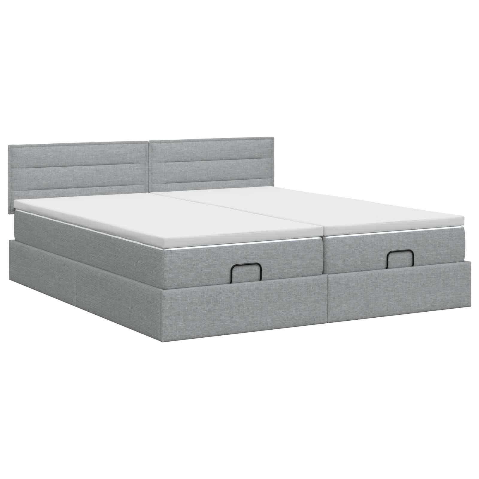 Ottoman bed met matras met hoofdeinde 2 st Lichtgrijs Stof