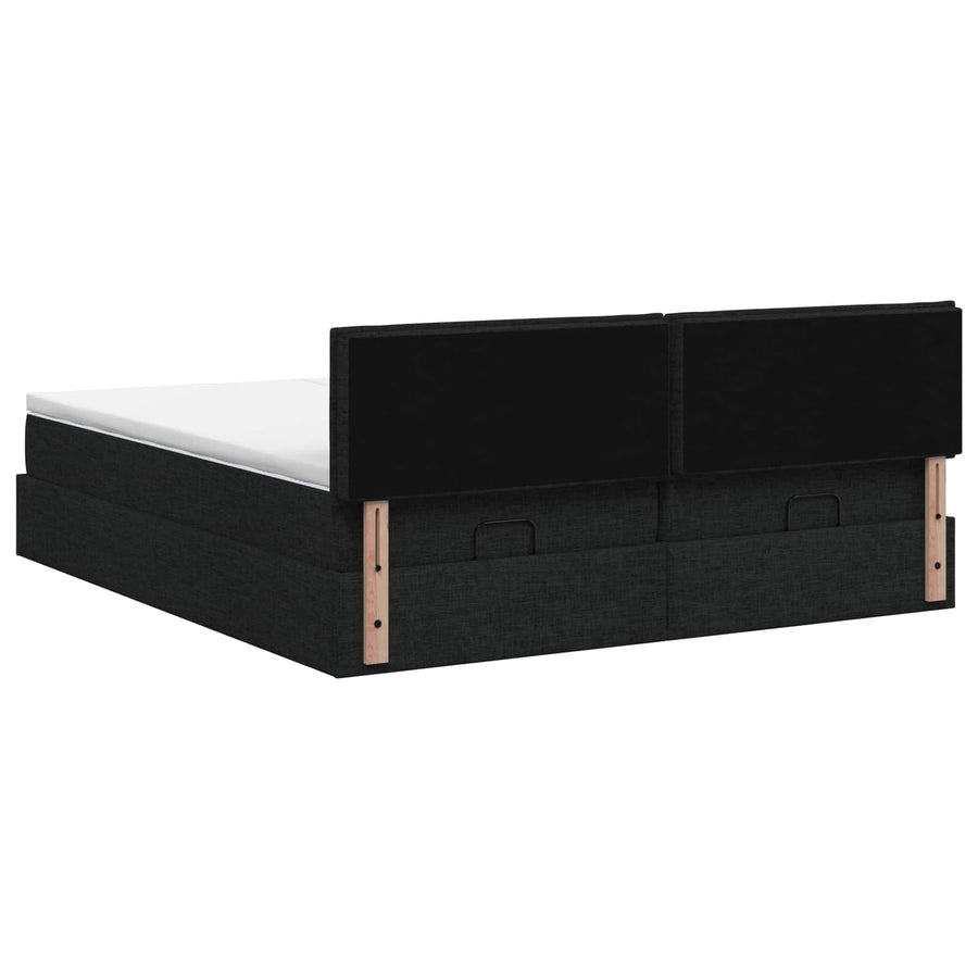 Ottoman bed met matras met hoofdeinde 2 st Zwart Stof