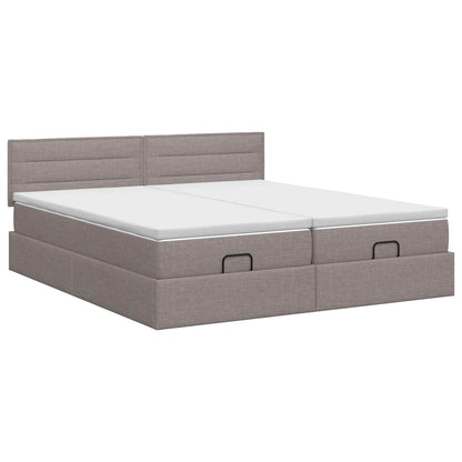 Ottoman bed met matras 2 st Taupe 160 x 200 cm Stof