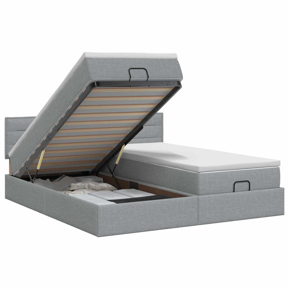 Ottoman bed met matras met hoofdeinde 2 pcs Lichtgrijs Stof