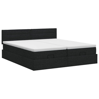 Ottoman bed met matras met hoofdeinde 2 st Zwart Stof