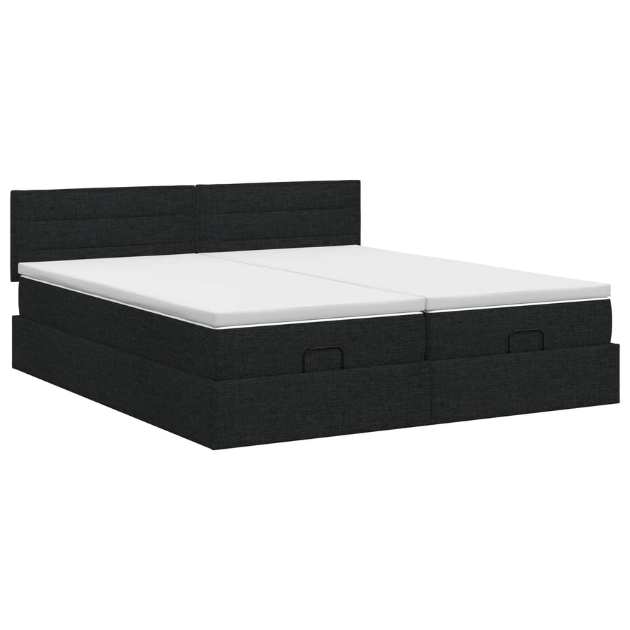 Ottoman bed met matras met hoofdeinde 2 st Zwart Stof
