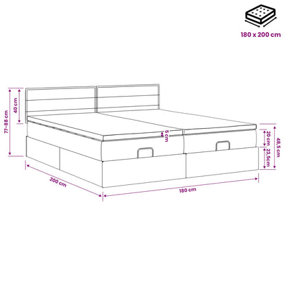 Ottoman bed met matras met hoofdeinde 2 st Zwart Stof