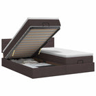Ottoman bed met opbergruimte en matras donkerbruin 180x200 cm