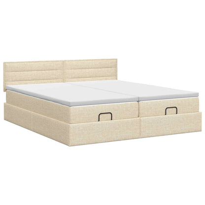 Ottoman bed met matras met hoofdeinde 2 st Crèmekleurig Stof