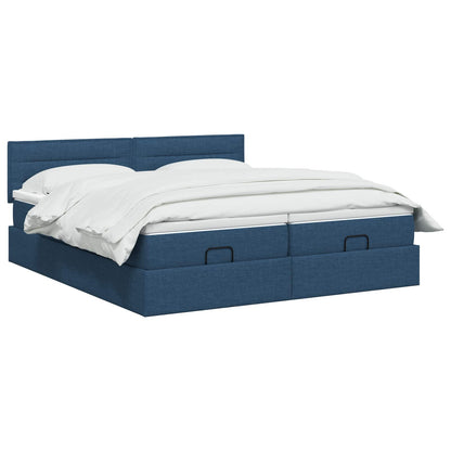 Ottoman bed met matras met hoofdeinde 2 st Blauw Stof