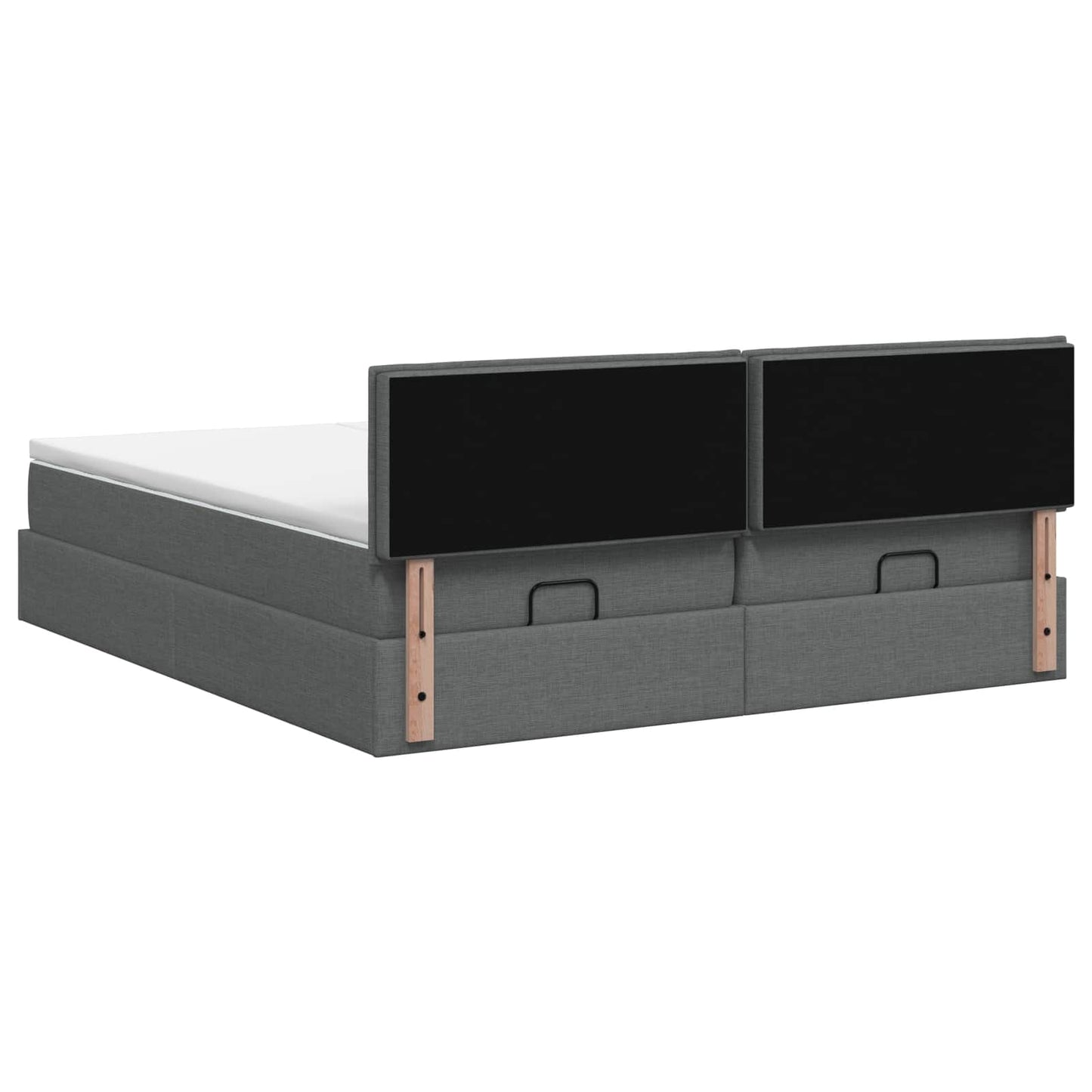 Ottoman bed met matras met hoofdeinde 2 st Donkergrijs Stof