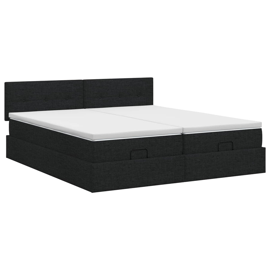 Ottoman bed met matras met hoofdeinde 2 st Zwart Stof