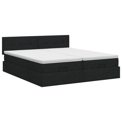 Ottoman bed met matras met hoofdeinde 2 st Zwart Stof