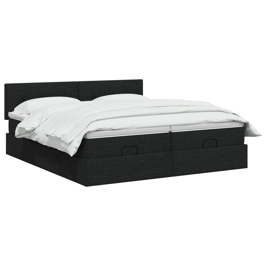 Ottoman bed met matras met hoofdeinde 2 st Zwart Stof