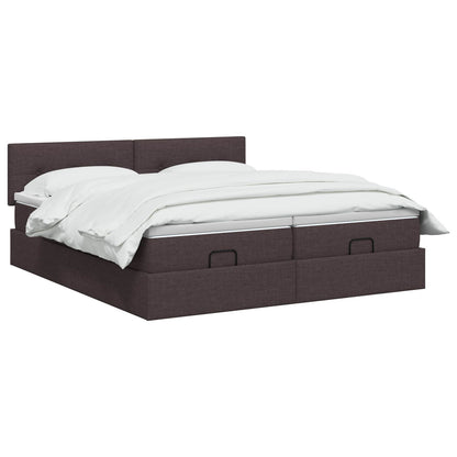 Ottoman bed met matras met hoofdeinde 2 st Donkerbruin Stof
