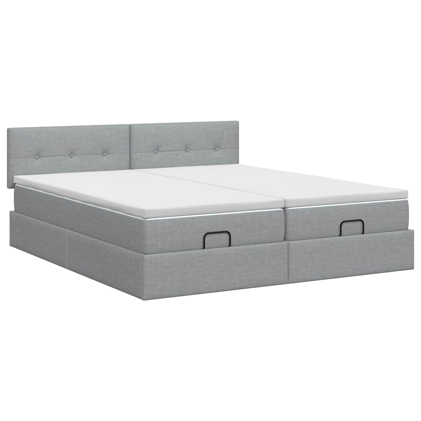 Ottoman bed met matras met hoofdeinde 2 st Lichtgrijs Stof
