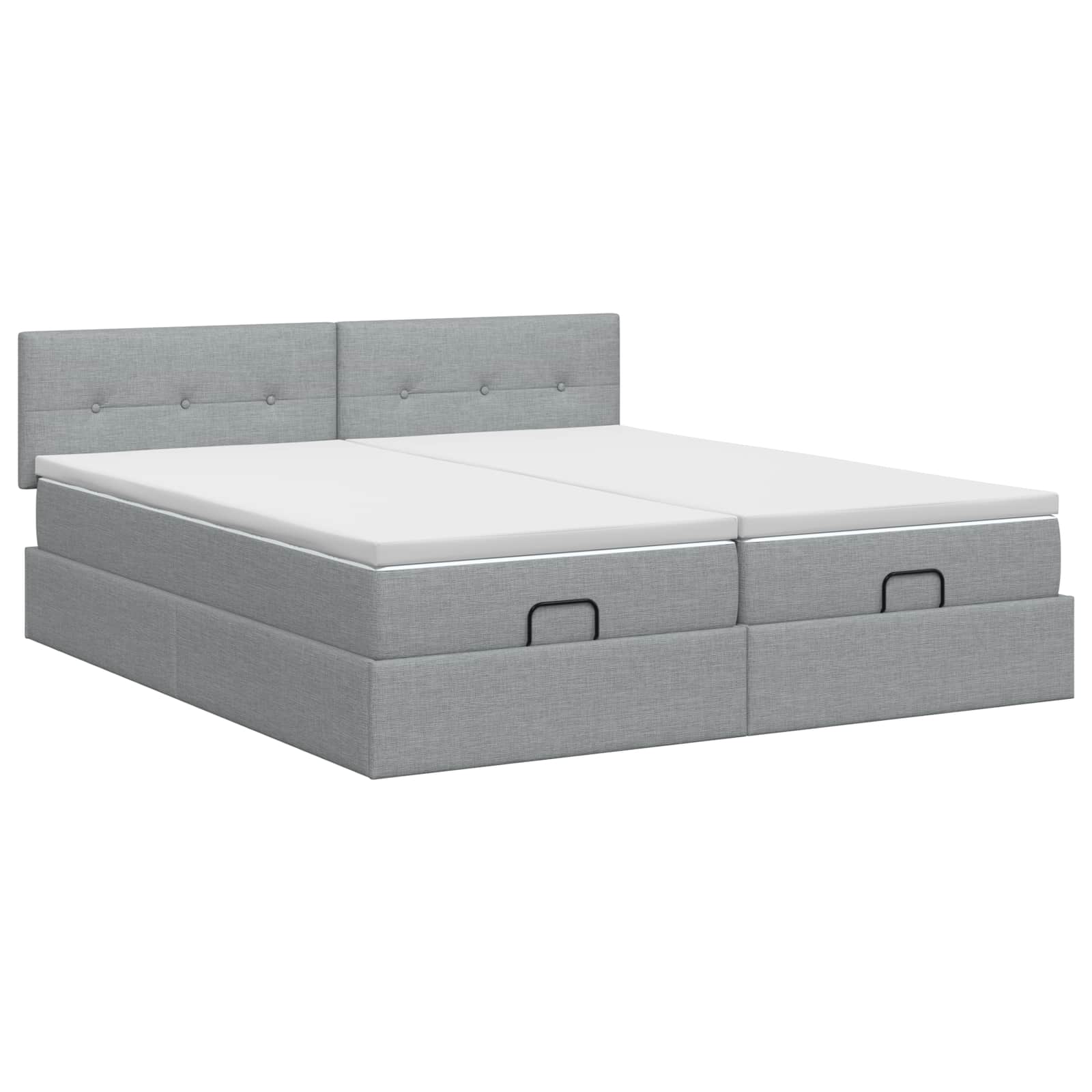 Ottoman bed met matras met hoofdeinde 2 st Lichtgrijs Stof