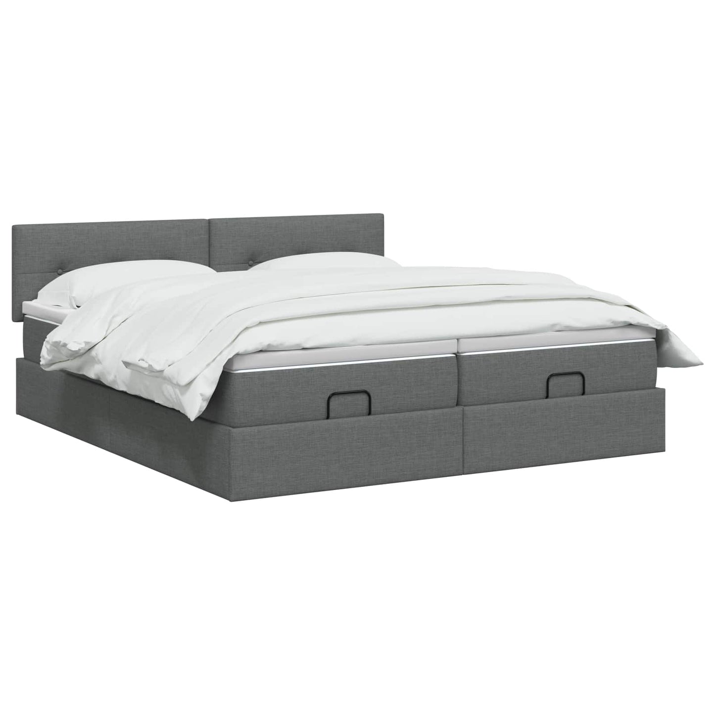 Ottoman bed met matras met hoofdeinde 2 st Donkergrijs Stof