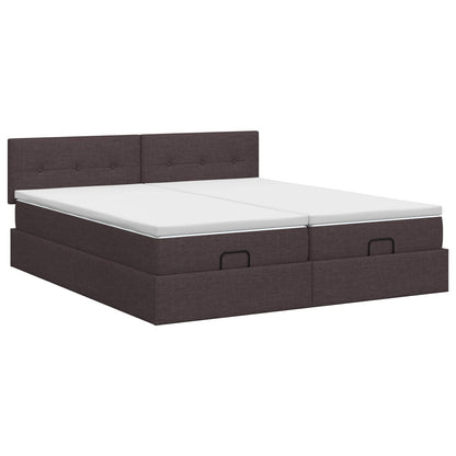 Ottoman bed met matras met hoofdeinde 2 st Donkerbruin Stof