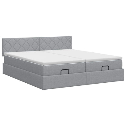 Ottoman bed met matras met hoofdeinde 2 st Lichtgrijs Stof