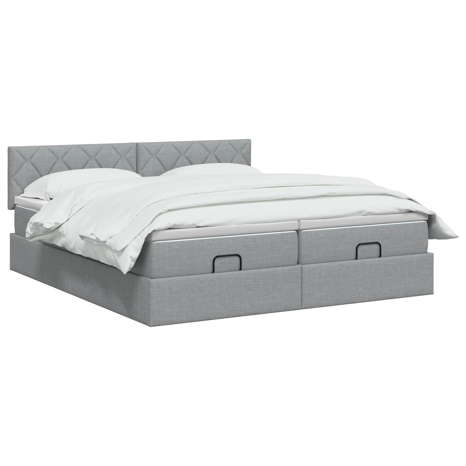 Ottoman bed met matras met hoofdeinde 2 st Lichtgrijs Stof