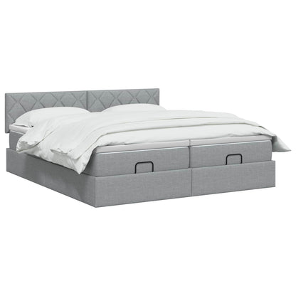 Ottoman bed met matras met hoofdeinde 2 st Lichtgrijs Stof