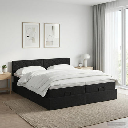 Ottoman bed met matras met hoofdeinde 2 st Zwart Stof