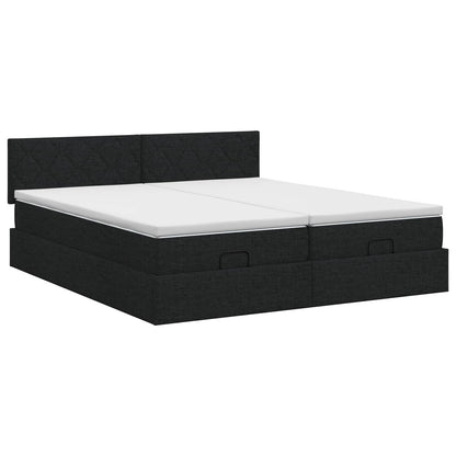 Ottoman bed met matras met hoofdeinde 2 st Zwart Stof