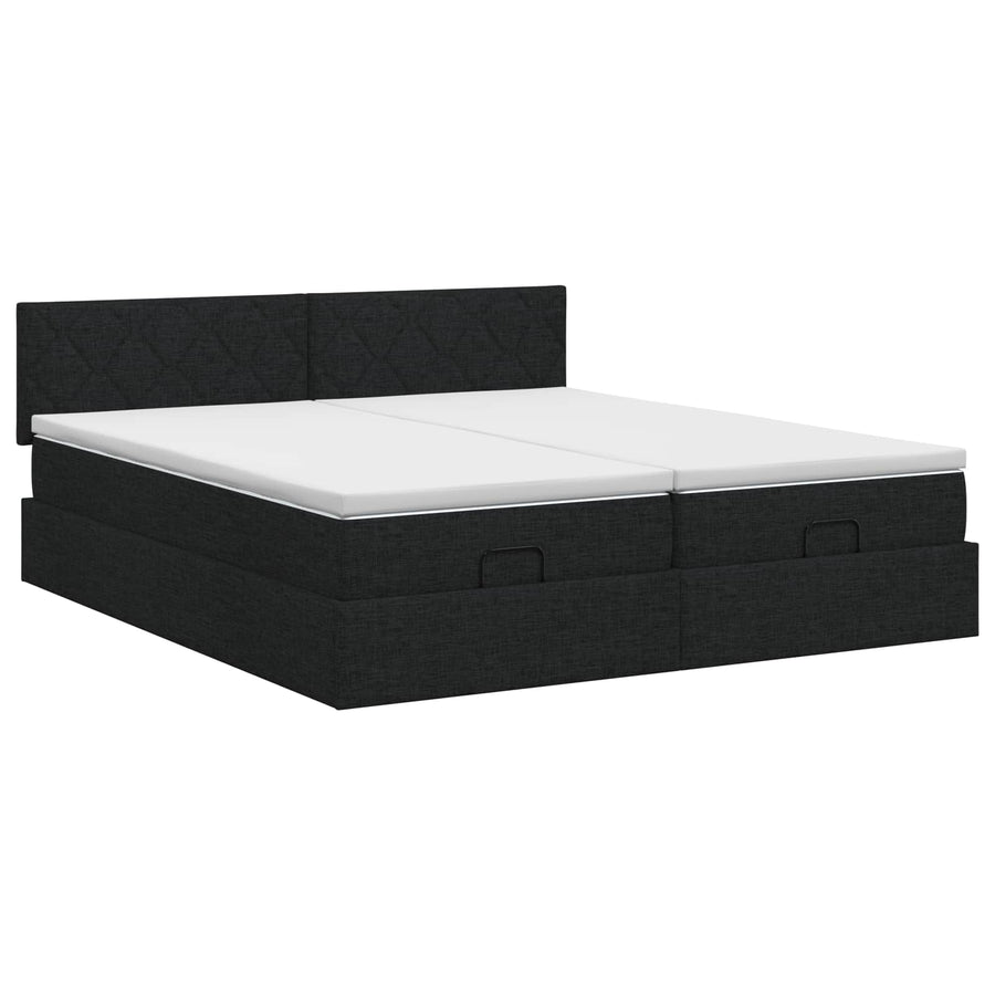 Ottoman bed met matras met hoofdeinde 2 st Zwart Stof