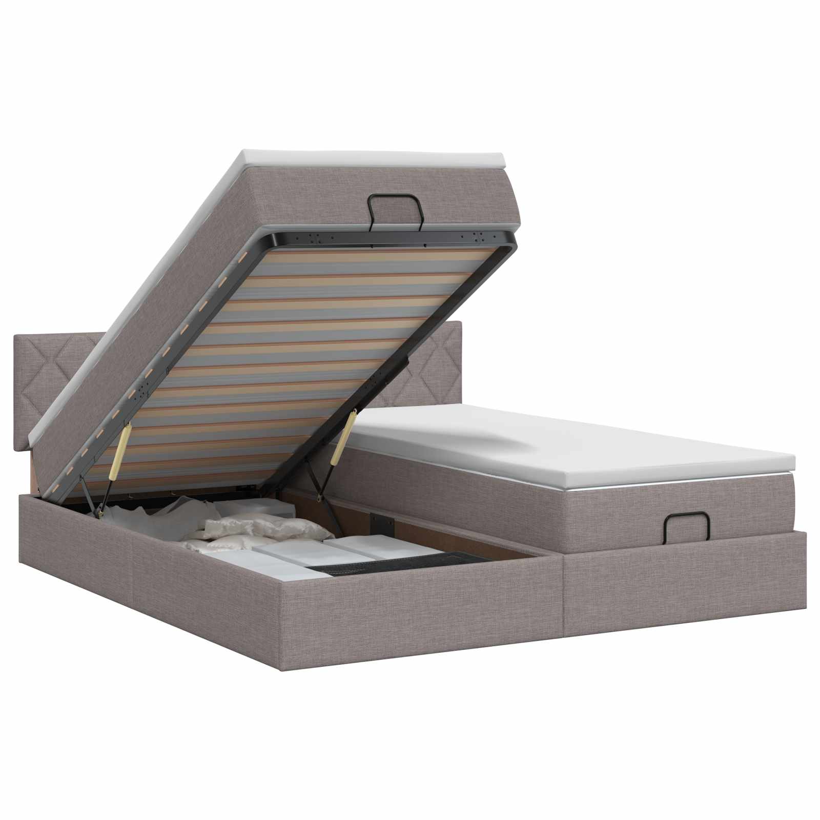 Ottoman bed met matras met hoofdeinde 2 st Taupe Stof