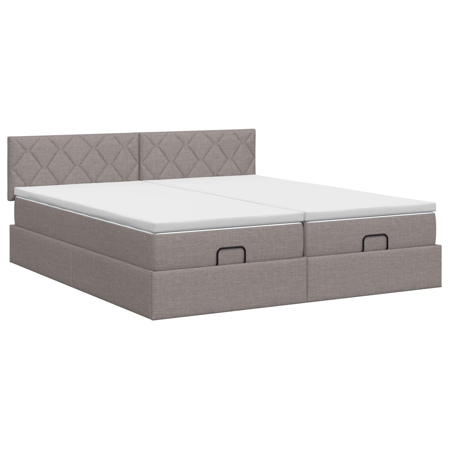 Ottoman bed met matras met hoofdeinde 2 st Taupe Stof