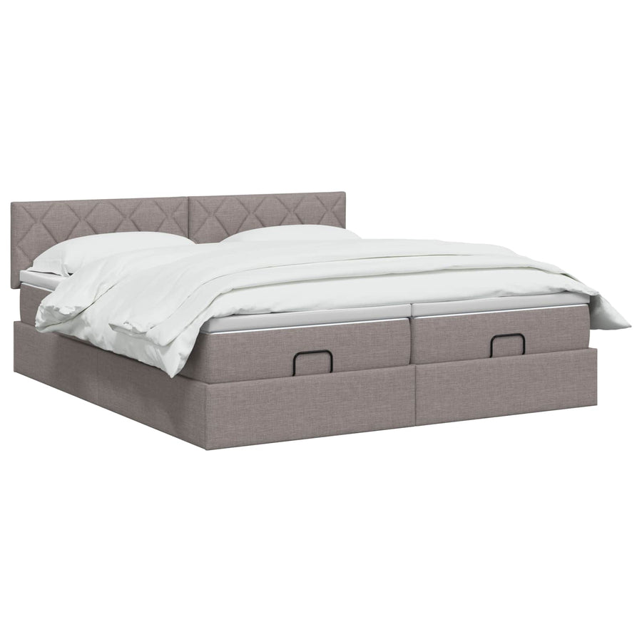 Ottoman bed met matras met hoofdeinde 2 st Taupe Stof