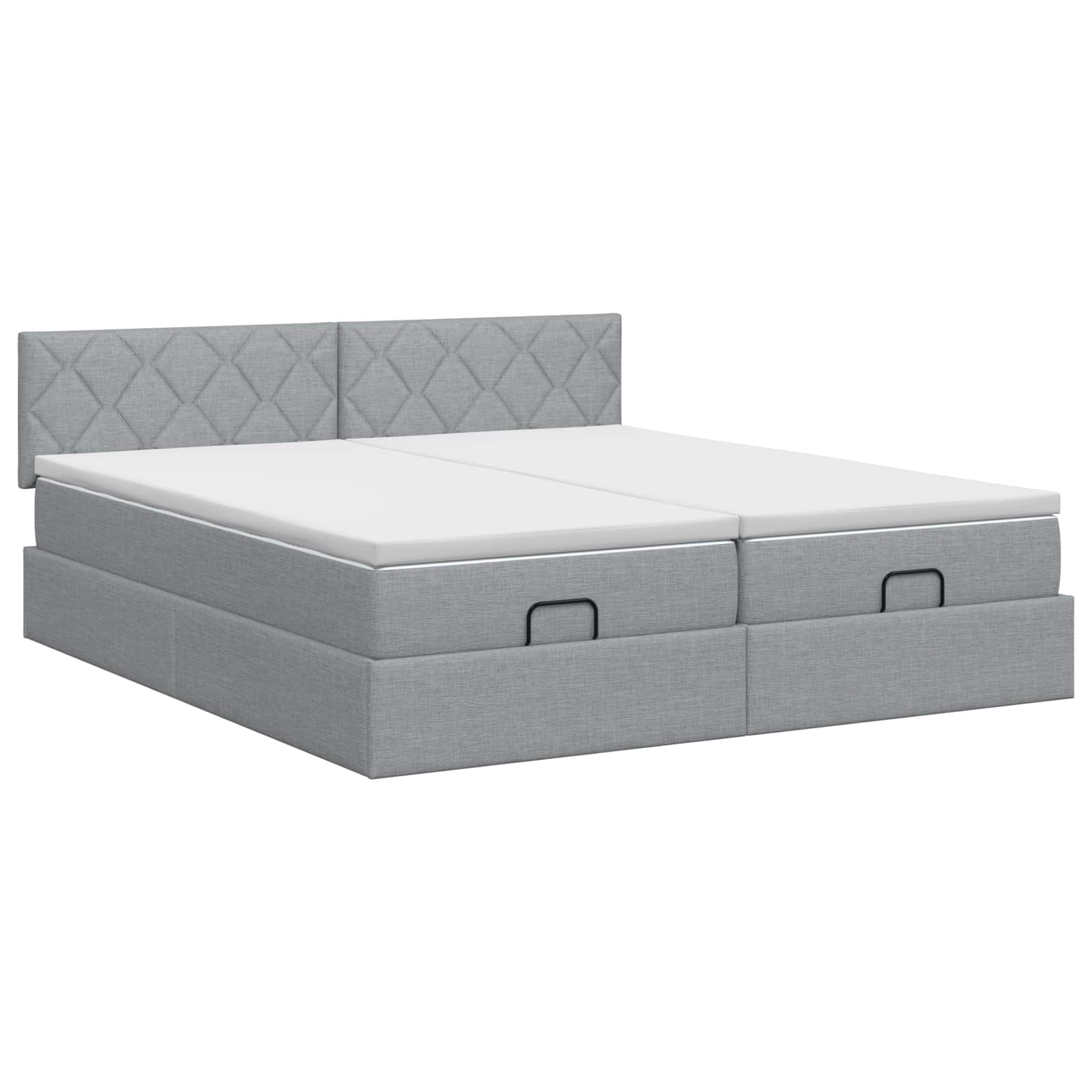 Ottoman bed met matras met hoofdeinde 2 st Lichtgrijs Stof