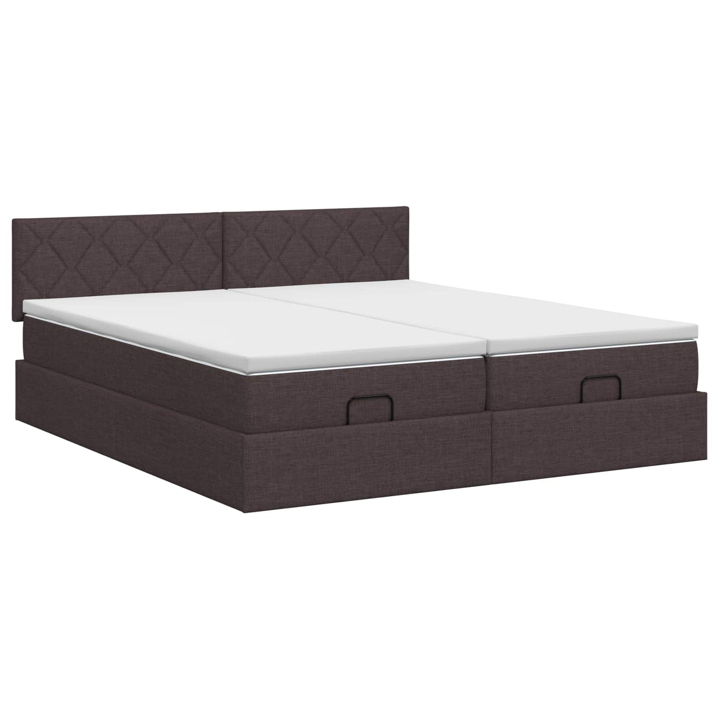 Ottoman bed met matras met hoofdeinde 2 st Donkerbruin Stof