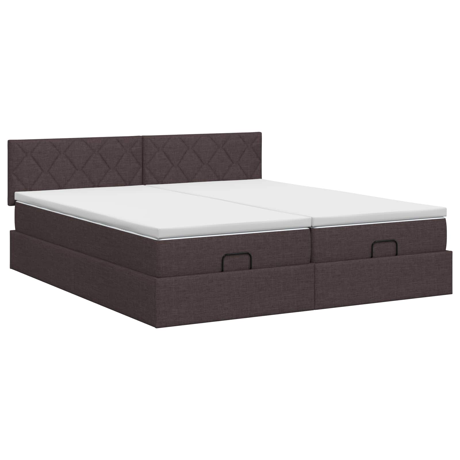 Ottoman bed met matras met hoofdeinde 2 st Donkerbruin Stof