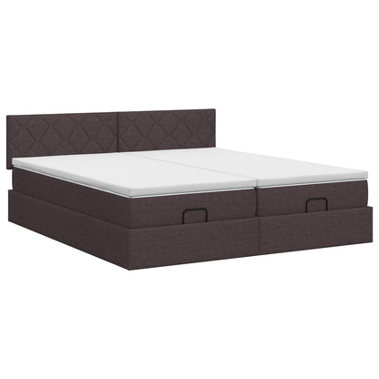 Ottoman bed met matras met hoofdeinde 2 st Donkerbruin Stof