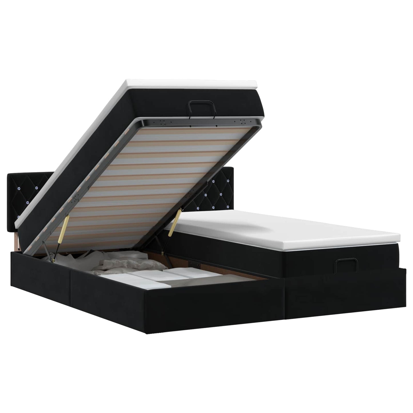 Ottoman bed met matras met hoofdeinde 2 pcs Zwart Fluweel