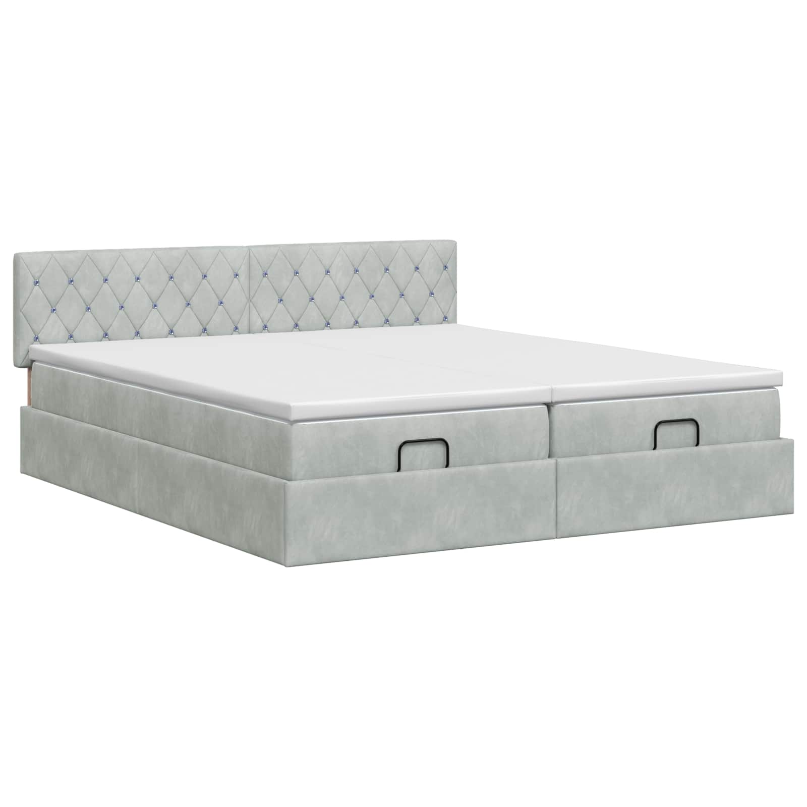 Ottoman bed met matras met hoofdeinde 2 pcs Lichtgrijs Fluweel
