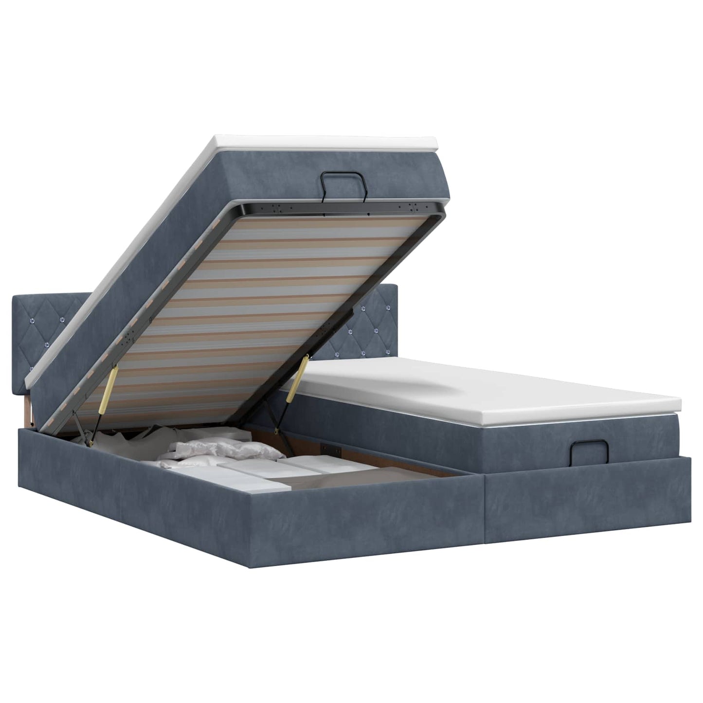 Ottoman bed met matras met hoofdeinde 2 pcs Donkergrijs Fluweel