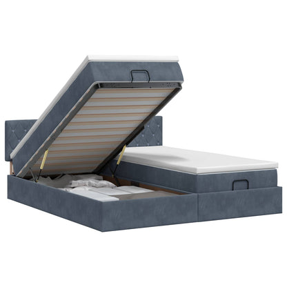 Ottoman bed met matras met hoofdeinde 2 pcs Donkergrijs Fluweel