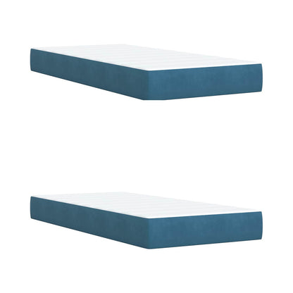 Ottoman bed met matras met hoofdeinde 2 pcs Donkerblauw Fluweel