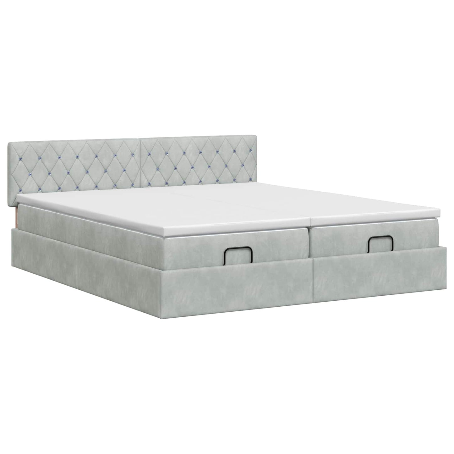 Ottoman bed met matras met hoofdeinde 2 pcs Lichtgrijs Fluweel