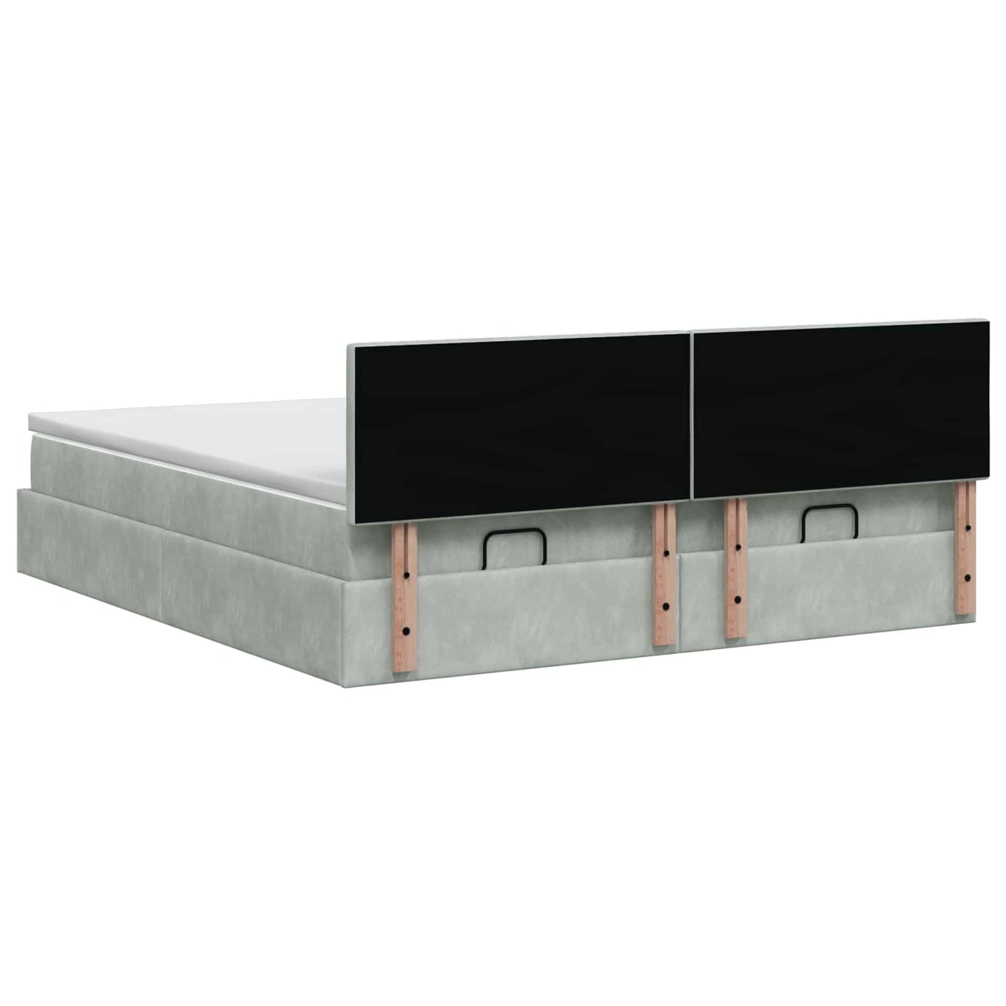 Ottoman bed met matras met hoofdeinde 2 pcs Lichtgrijs Fluweel