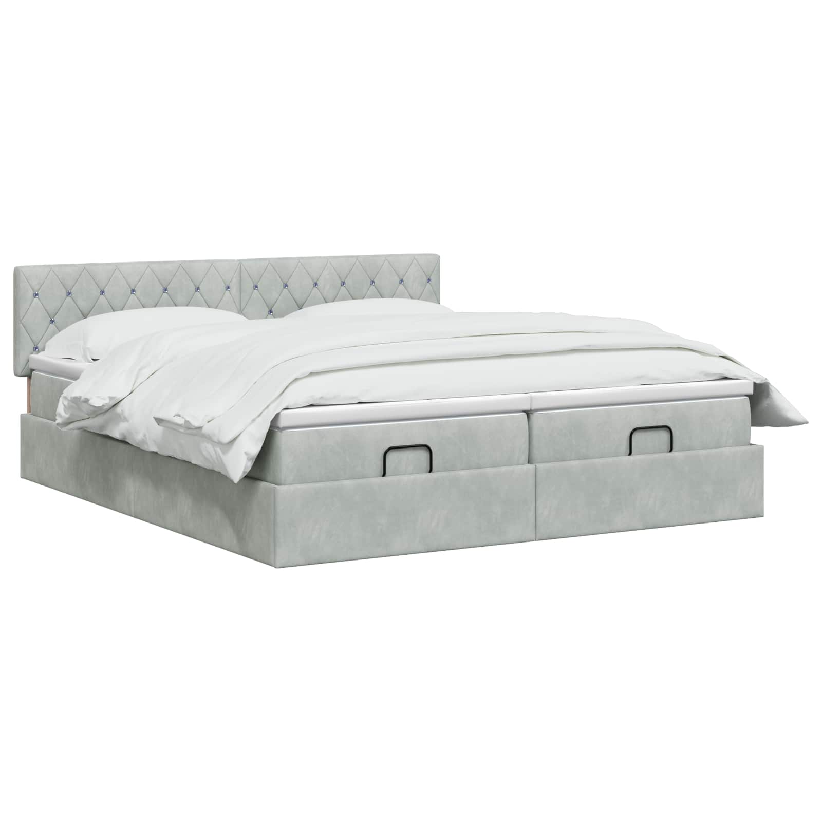 Ottoman bed met matras met hoofdeinde 2 pcs Lichtgrijs Fluweel