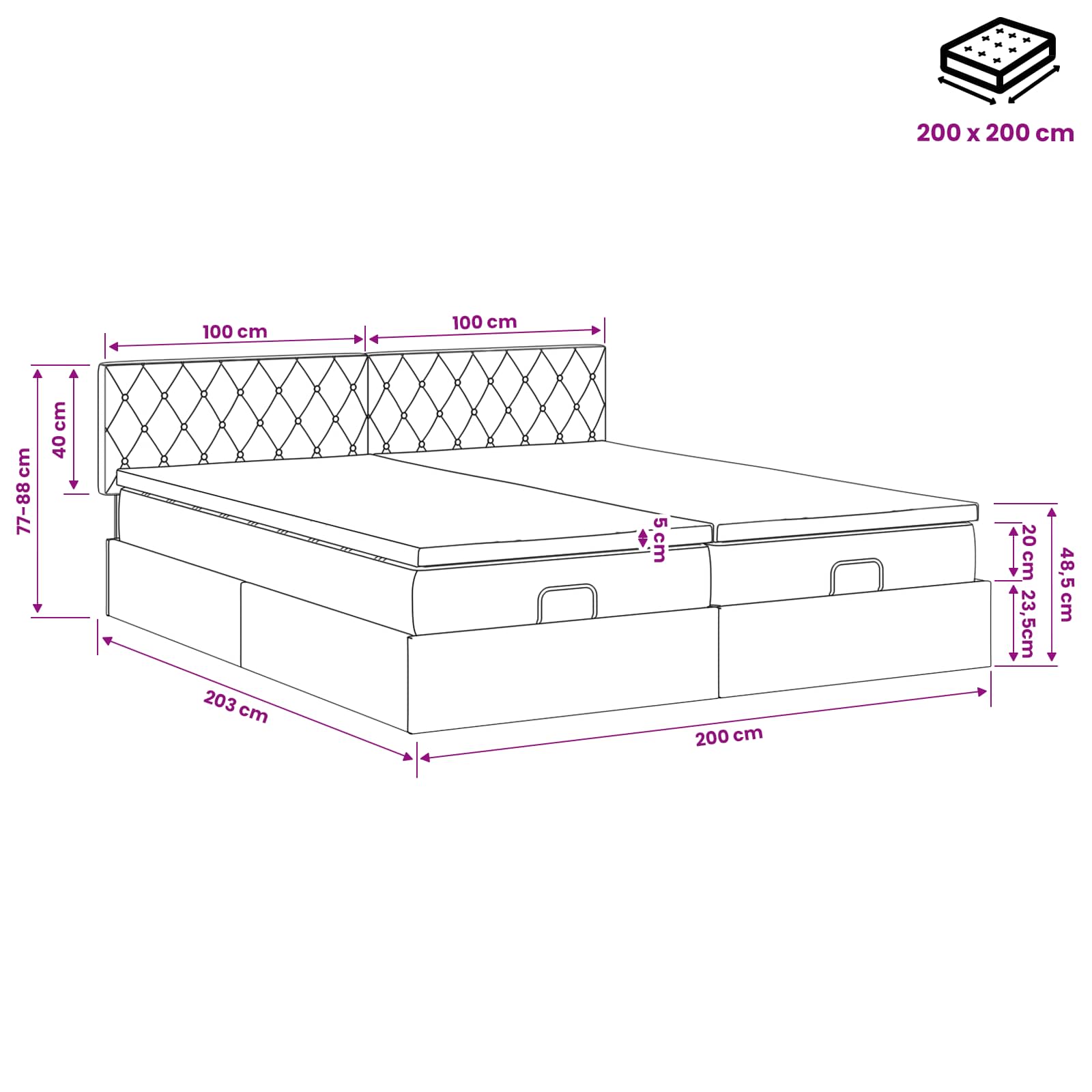 Ottoman bed met matras met hoofdeinde 2 pcs Donkergroen Fluweel
