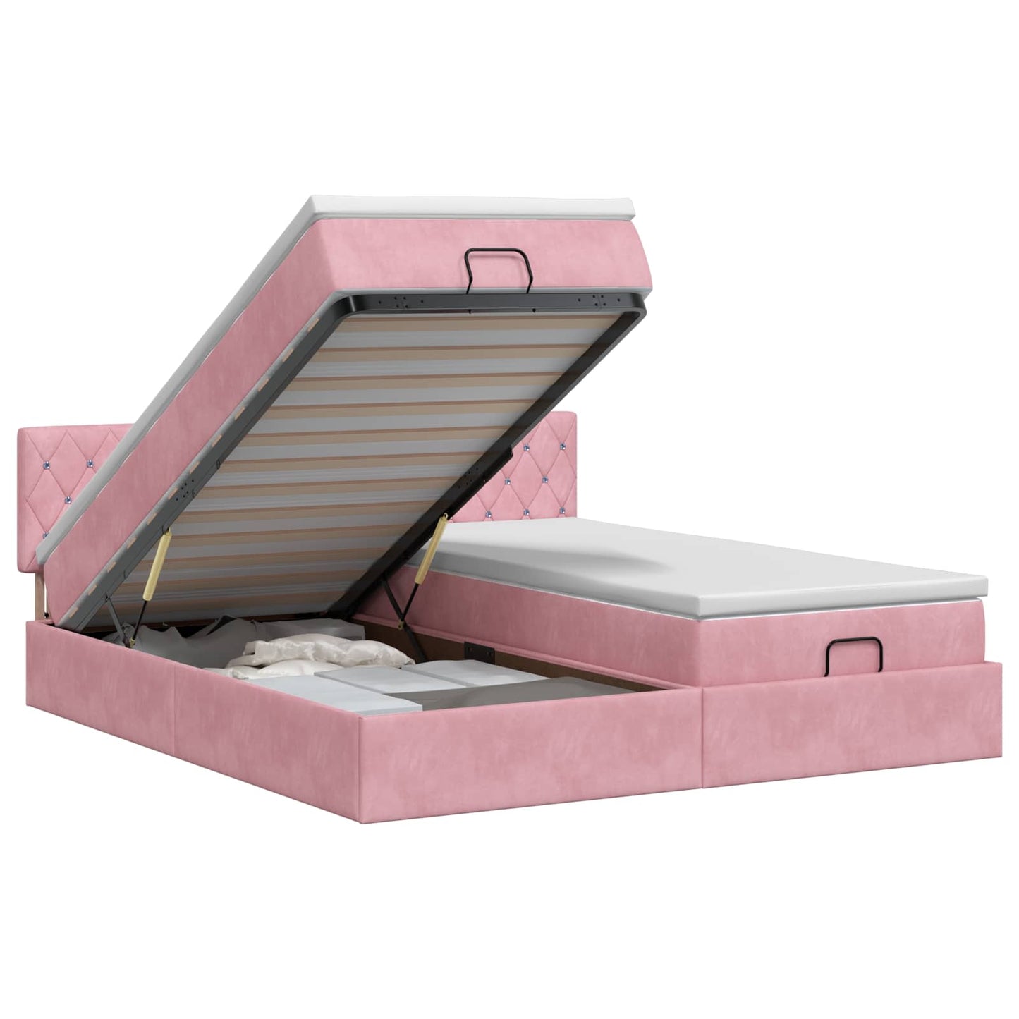 Ottoman bed met matras met hoofdeinde 2 pcs Roze Fluweel
