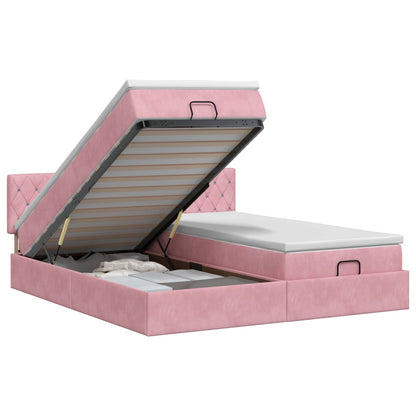 Ottoman bed met matras met hoofdeinde 2 pcs Roze Fluweel