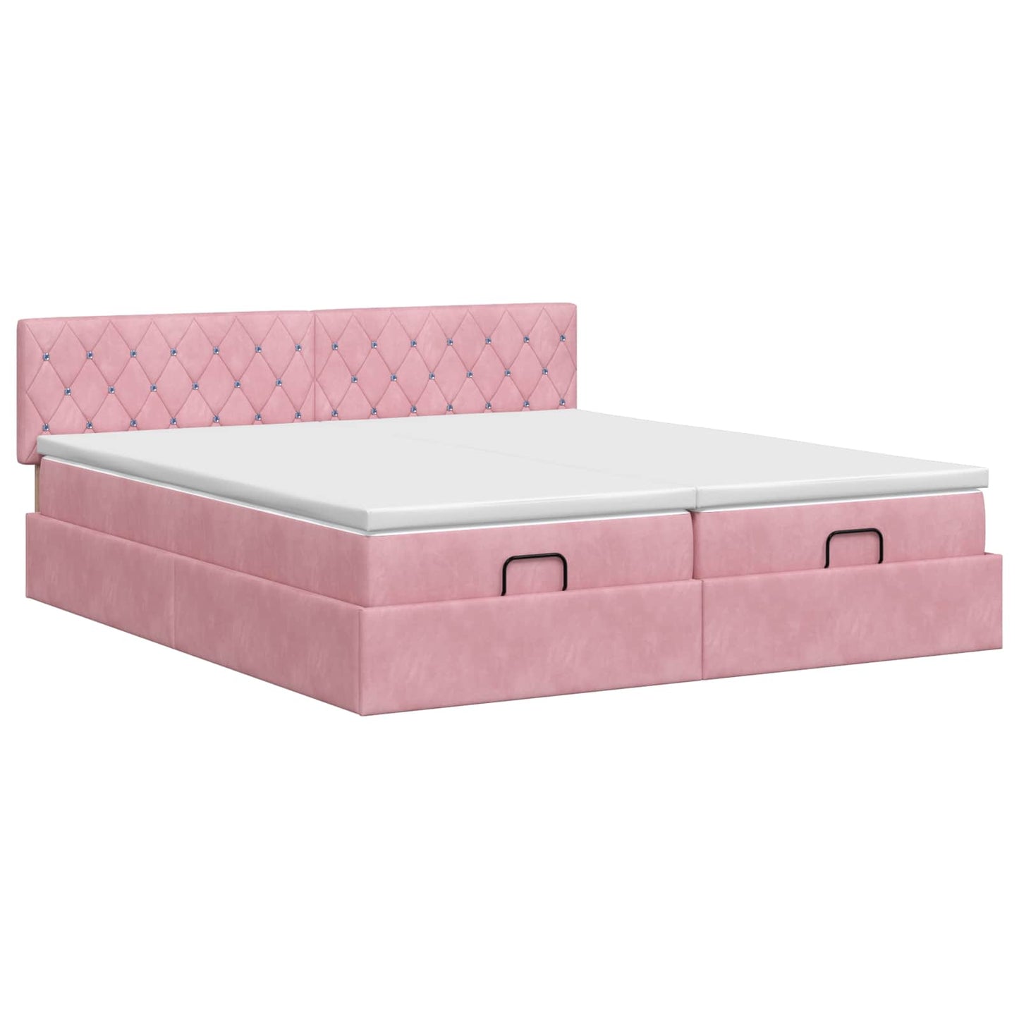 Ottoman bed met matras met hoofdeinde 2 pcs Roze Fluweel
